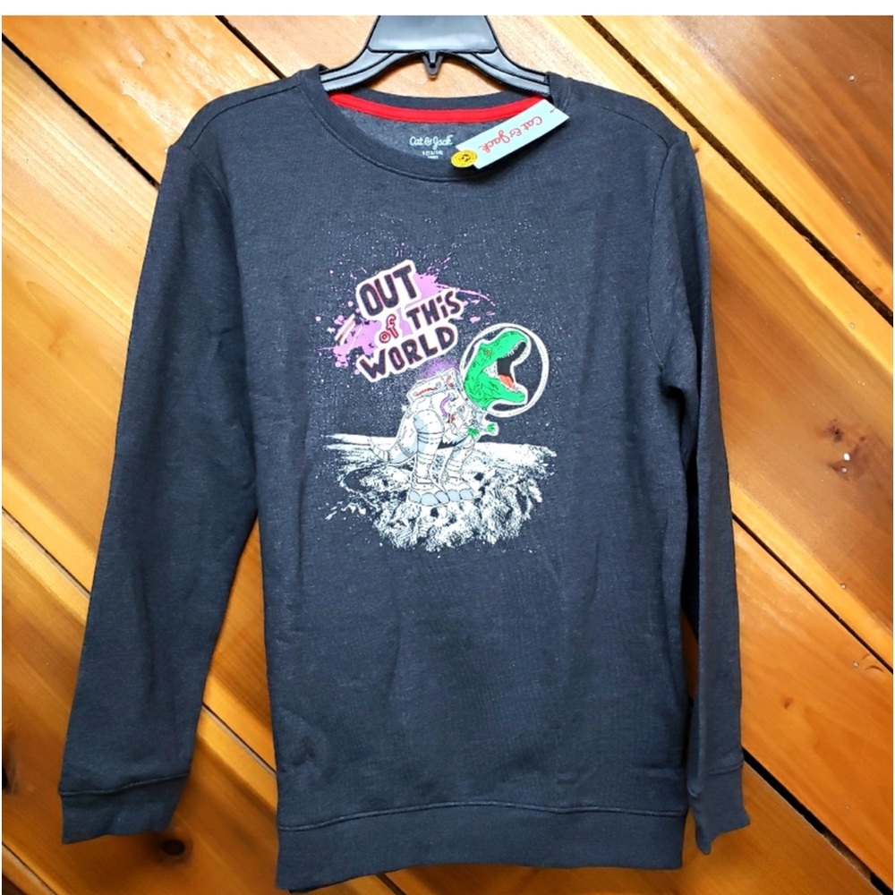 Cat & Jack Black So soft Long SleeveSweat Shirt with “Out Of This World” Husky